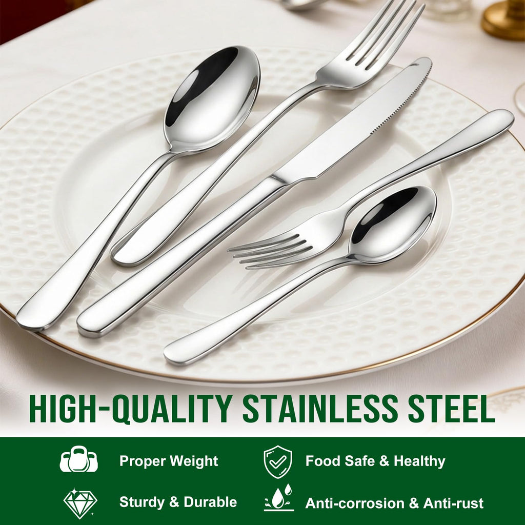 20 Piece Silverware Flatware Set, Stainless Steel Cutlery Set for 4