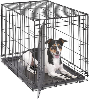 30-Inch iCrate for Medium Breeds, 21-40 lbs, Single Door Folding Dog Crate with Divider Panel