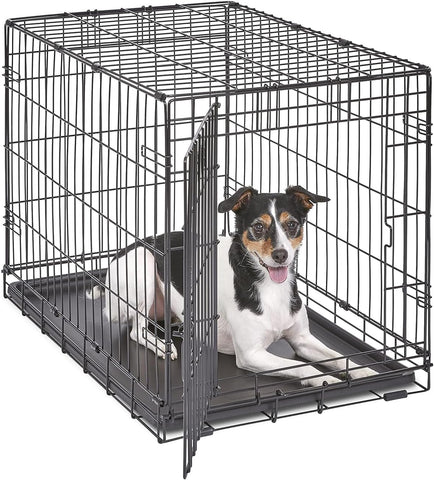 30-Inch iCrate for Medium Breeds, 21-40 lbs, Single Door Folding Dog Crate with Divider Panel