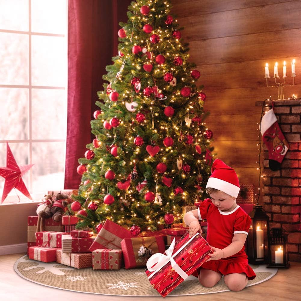 Christmas Tree Skirt, 30 Inches Classic Burlap Tree Skirt Holiday Party Indoor Outdoor Decoration