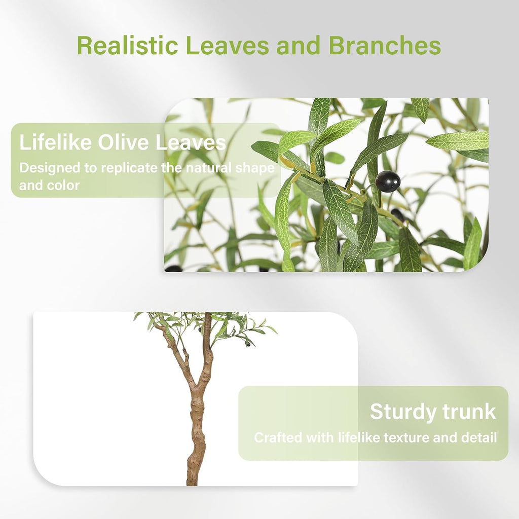 6FT Faux Olive Tree with Natural Textured Trunk & Lifelike Leaves
