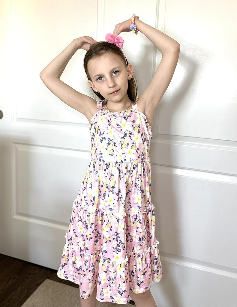 Girls Summer Dress Tween Boho Casual Bowknot Strap Sundresses