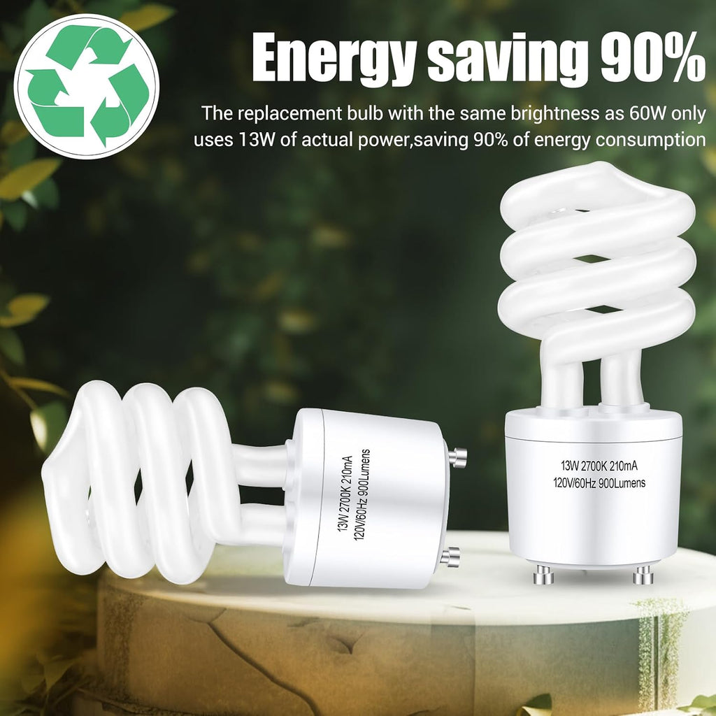CFL Light Bulbs GU24 Base T3 Spiral 13W 2700K Warm White (2-Pack)