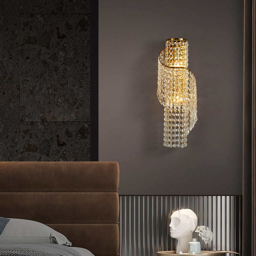 K9 Crystal Wall Sconces Gold - Luxury Indoor Wall Light Fixtures, Crystal Vanity Wall Mount Lamps, Bedside, Hallway