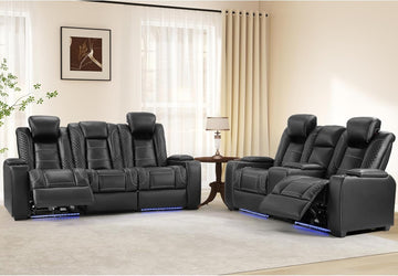 ANJ Modular Power Recliner Set: 5-Seat Home Theater Seating,3 Seat Recline Sofa and Loveseat (Center Console & Fixed