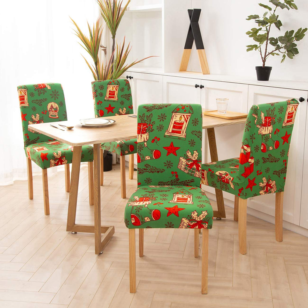 4PCS Stretch Removable Washable Dining Room Chair Protector Slipcovers Christmas Decoration/Home Decor Dining Room