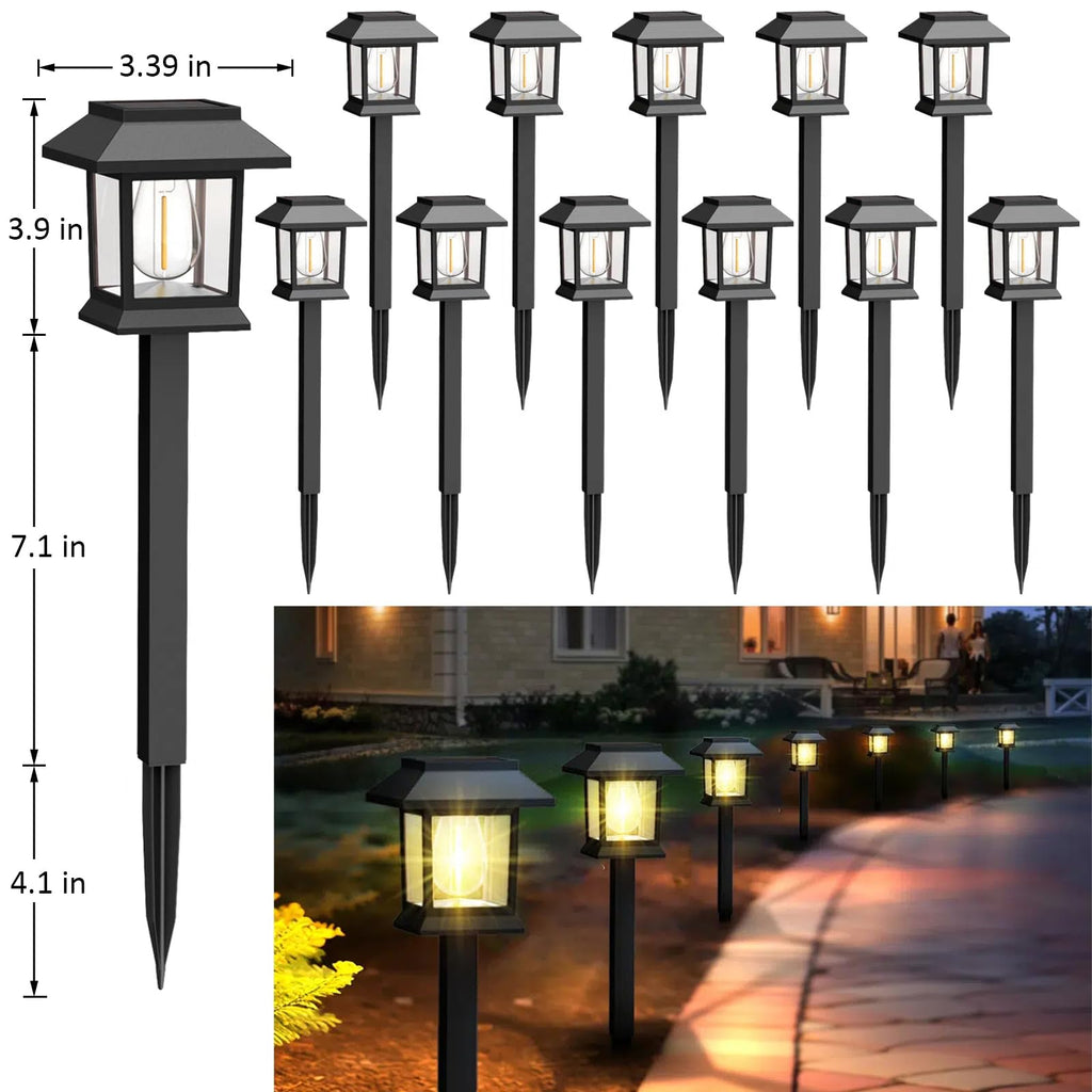 Solar Lights Outdoor,12 Pack 3000K Waterproof Auto On/Off Solar Pathway Lights for Your Garden, Landscape, Path