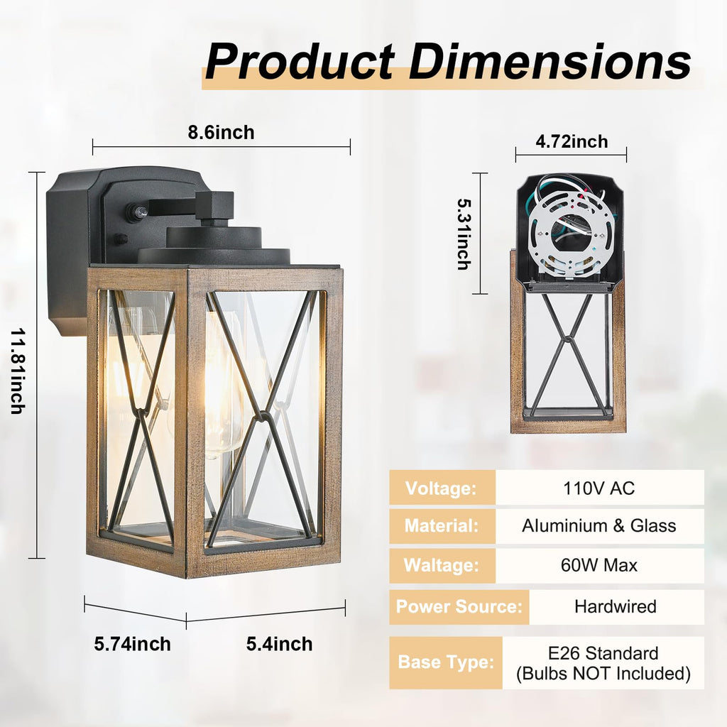 Dusk to Dawn Outdoor Porch Light with GFCI Outlet, 3 Lighting Modes Anti-Rust Waterproof Industrial Outdoor