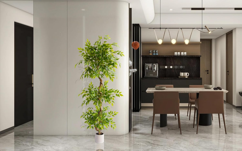 6ft Artificial Ficus Tree Fake Plant with White Planter