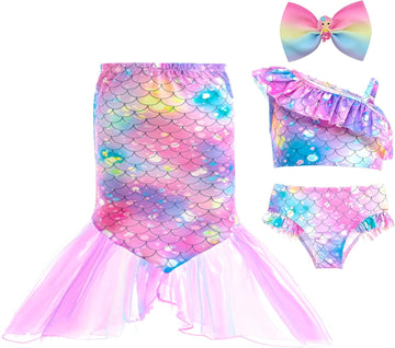 Girls Swimsuit 3 Pcs Bathing Suits Tankini Set with Cover Ups Skirt 7