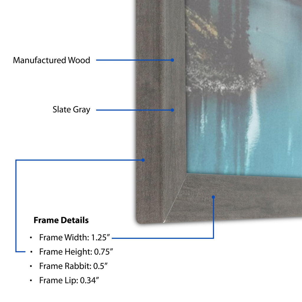 11x33 Inch Gray Picture Frame, This 1.2500 Inch Custom Poster Frame is Slate Gray - Comes with Acrylic and Corrugated
