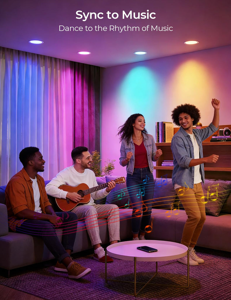 Smart Recessed Light 6 Inch, RGBCW Color Changing Dimmable, 6 Pack