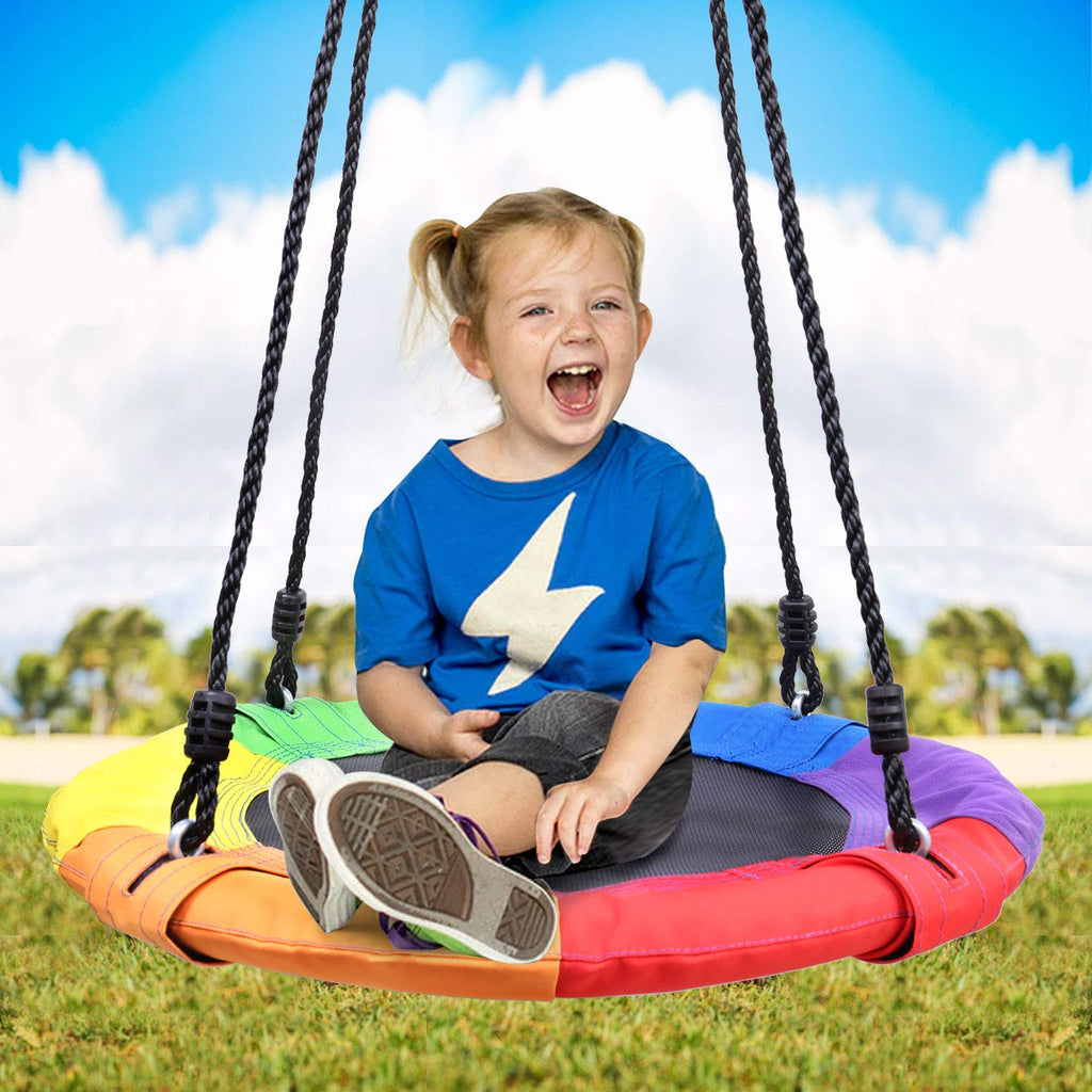 24 inch Chidren Tree Swing Net Swing Outdoor Kid Platform Swing with Detachable Weight Load Oxford Fabric and
