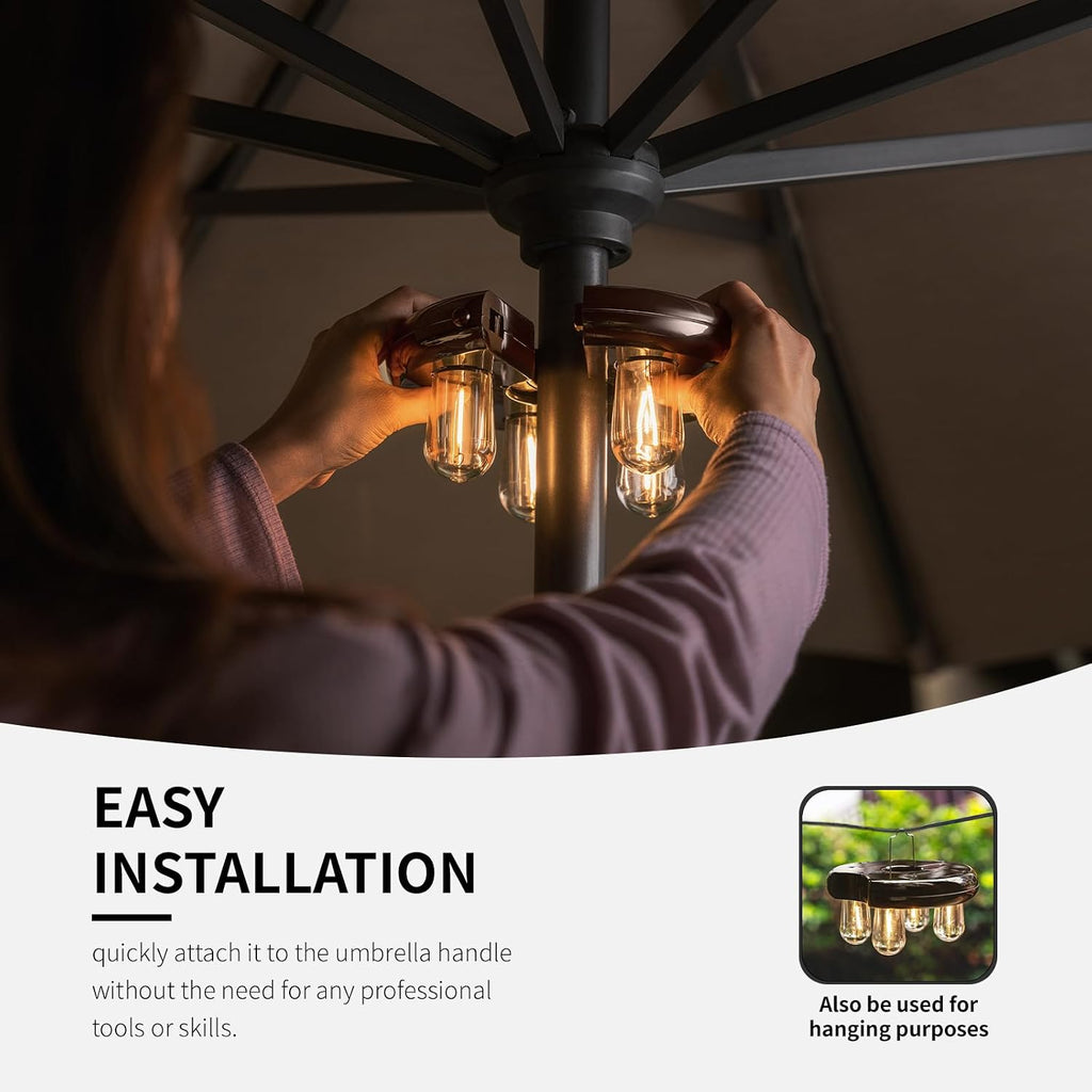 Patio 2 Packs Umbrella Light with LED Edison Bulbs
