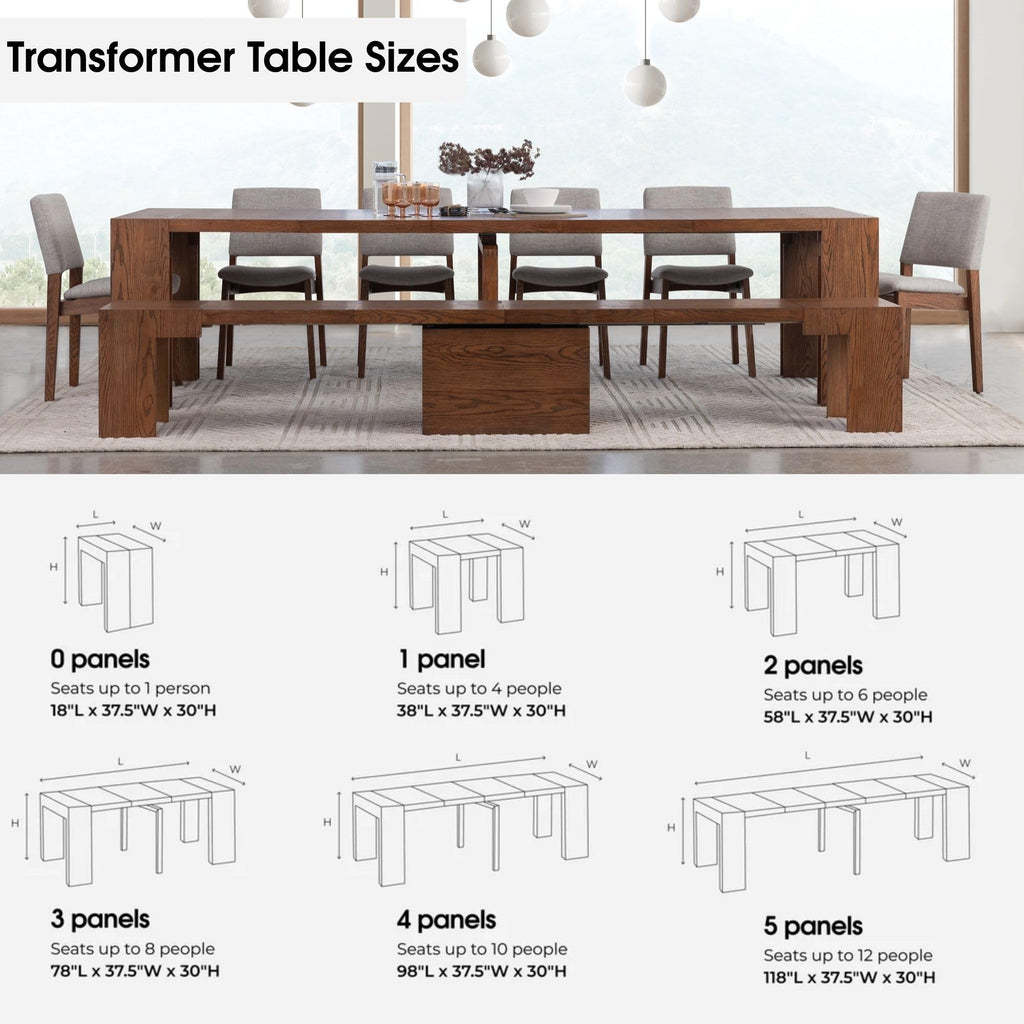 Solid Wood Extendable Dining Table, Brown