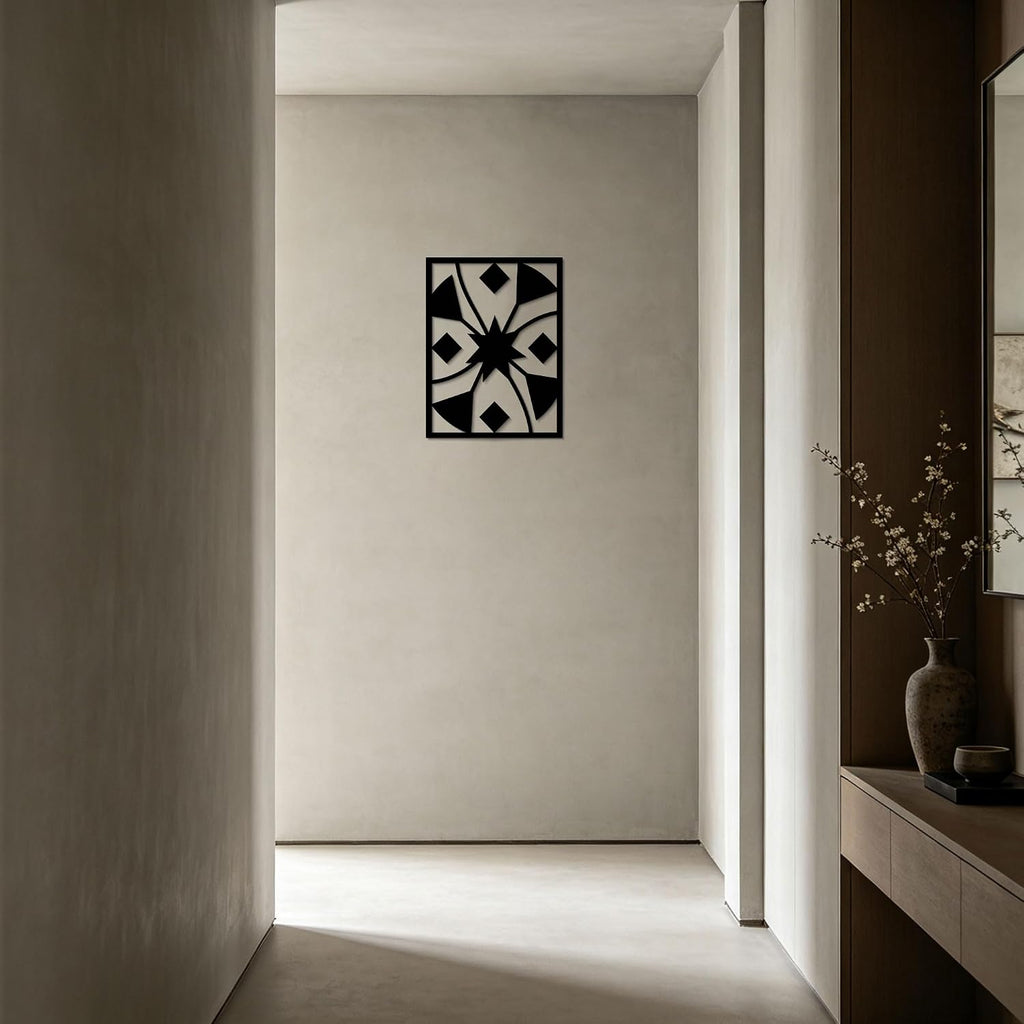 Minimalist Wall Art - Black Abstract Metal Wall Decor 3D Textured Metal Wall Sculptures Bedroom Bathroom Study Room - Set of 30