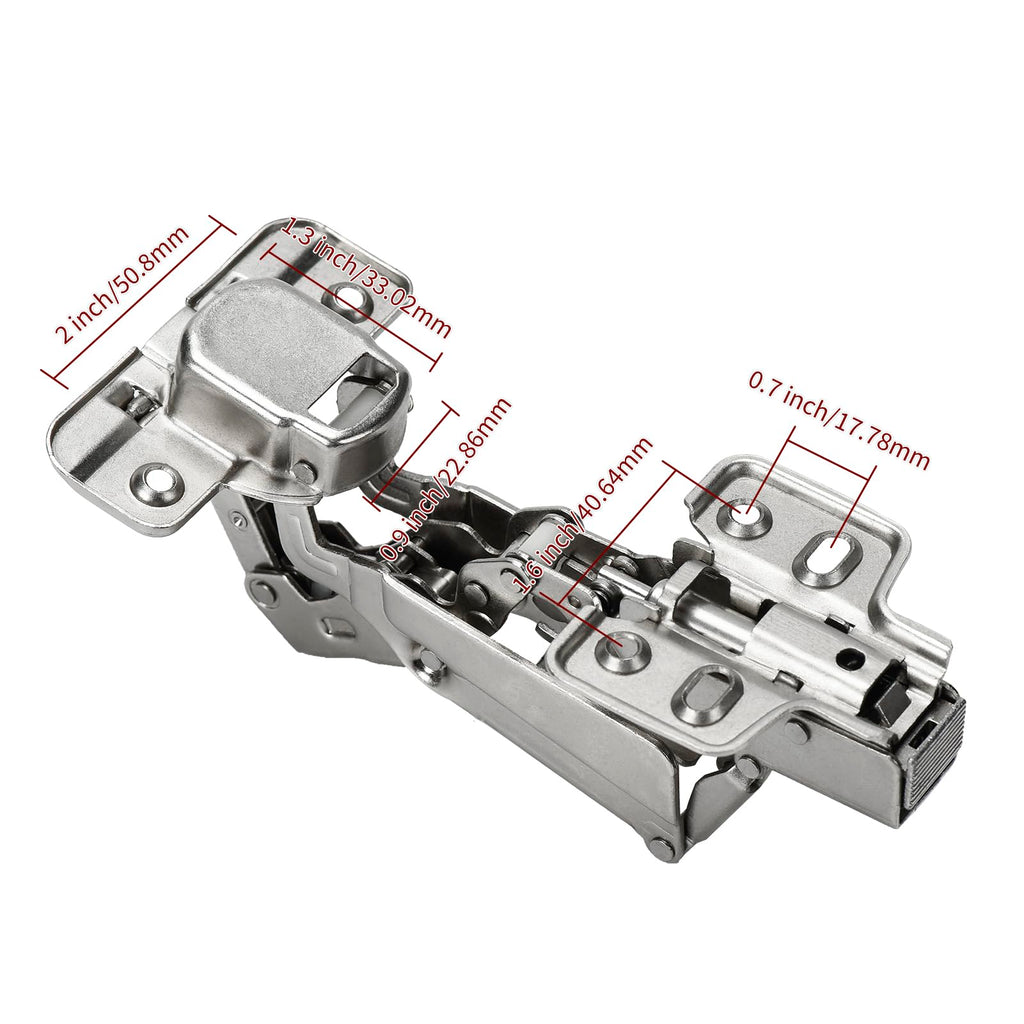 175 Degree Kitchen Cabinet Hinges (1 Pair, 2 PCS) Concealed Hydraulic Adjustable Mounting, Soft Closing Nickel-Plated