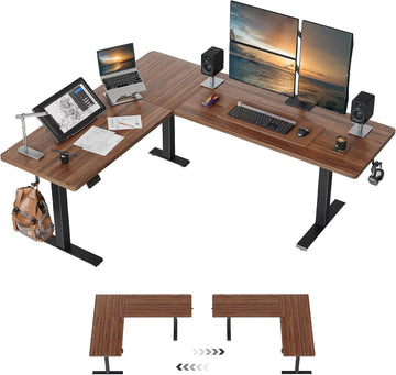 Reversible L Shaped Standing Desk - 63 x 55 Inch Electric Adjustable Height Corner Standing Desk, Ergonomic Sit Stand