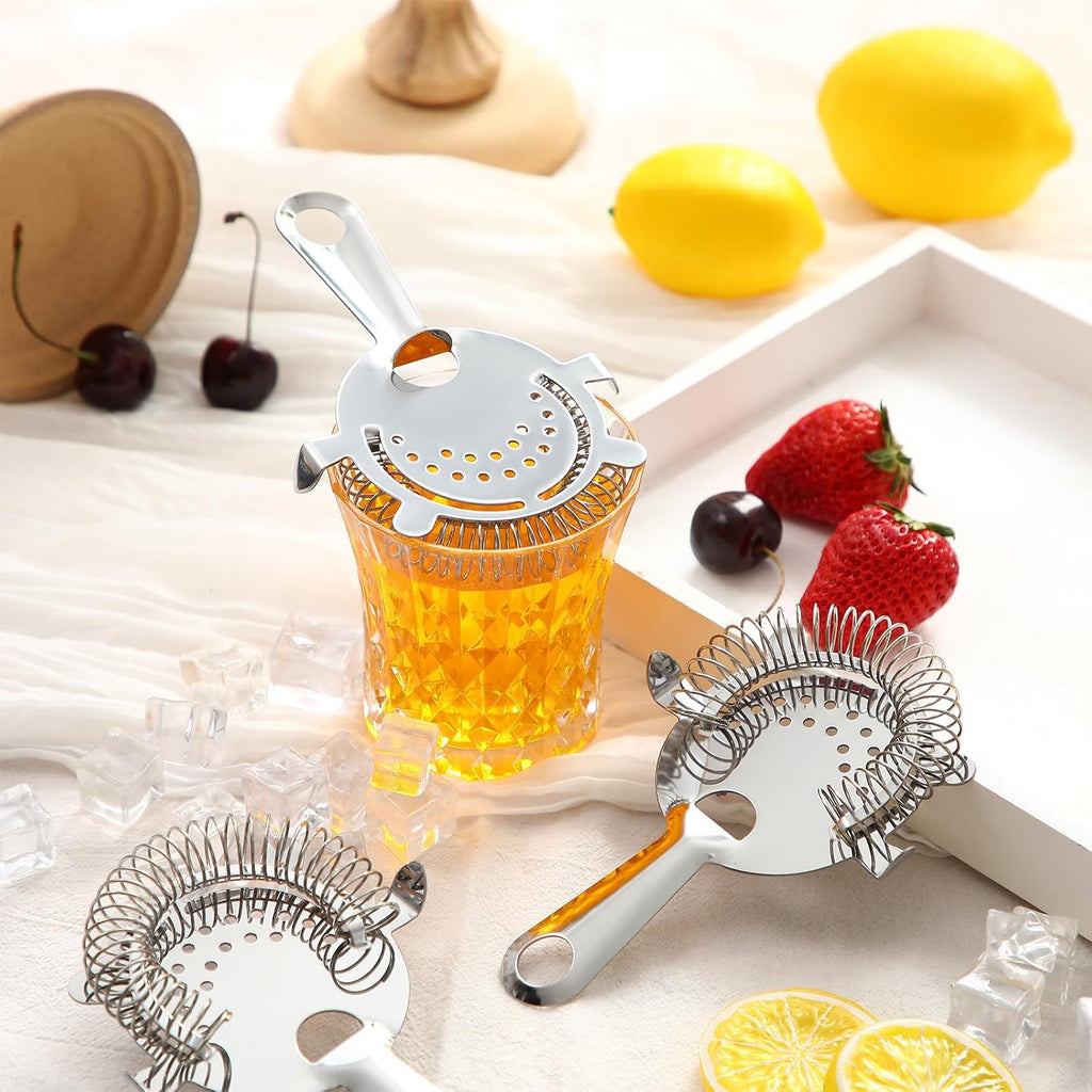 Cocktail Strainer 4 Prong Stainless Steel Bar Bartender Strainer 6 Inches Silver Bar Drink Tool - Set of 27