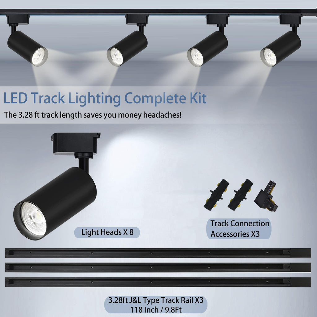 H Type LED Track Lighting Kit,Track Lighting 8 Heads Warm Light