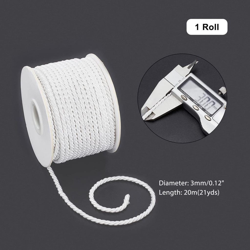 M/ 20 Yards Twisted Cord Rope Graduation Honer Cord Trim Nylon Silk Rope Xmas Thread String Twisted Handfasting - 3m