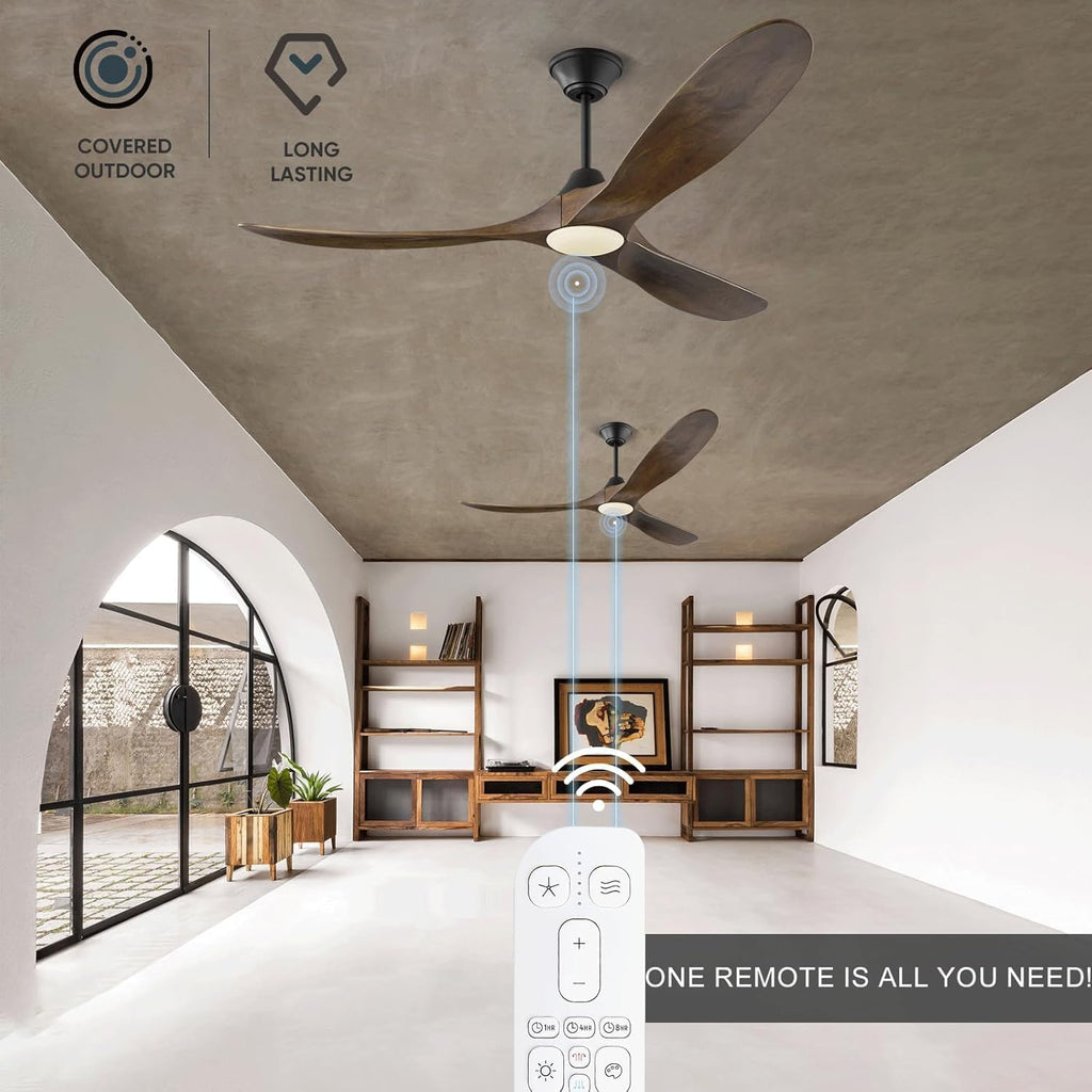 52 Inch Smart Ceiling Fan with Lights, Outdoor Ceiling Fans for Patios Damp Rated