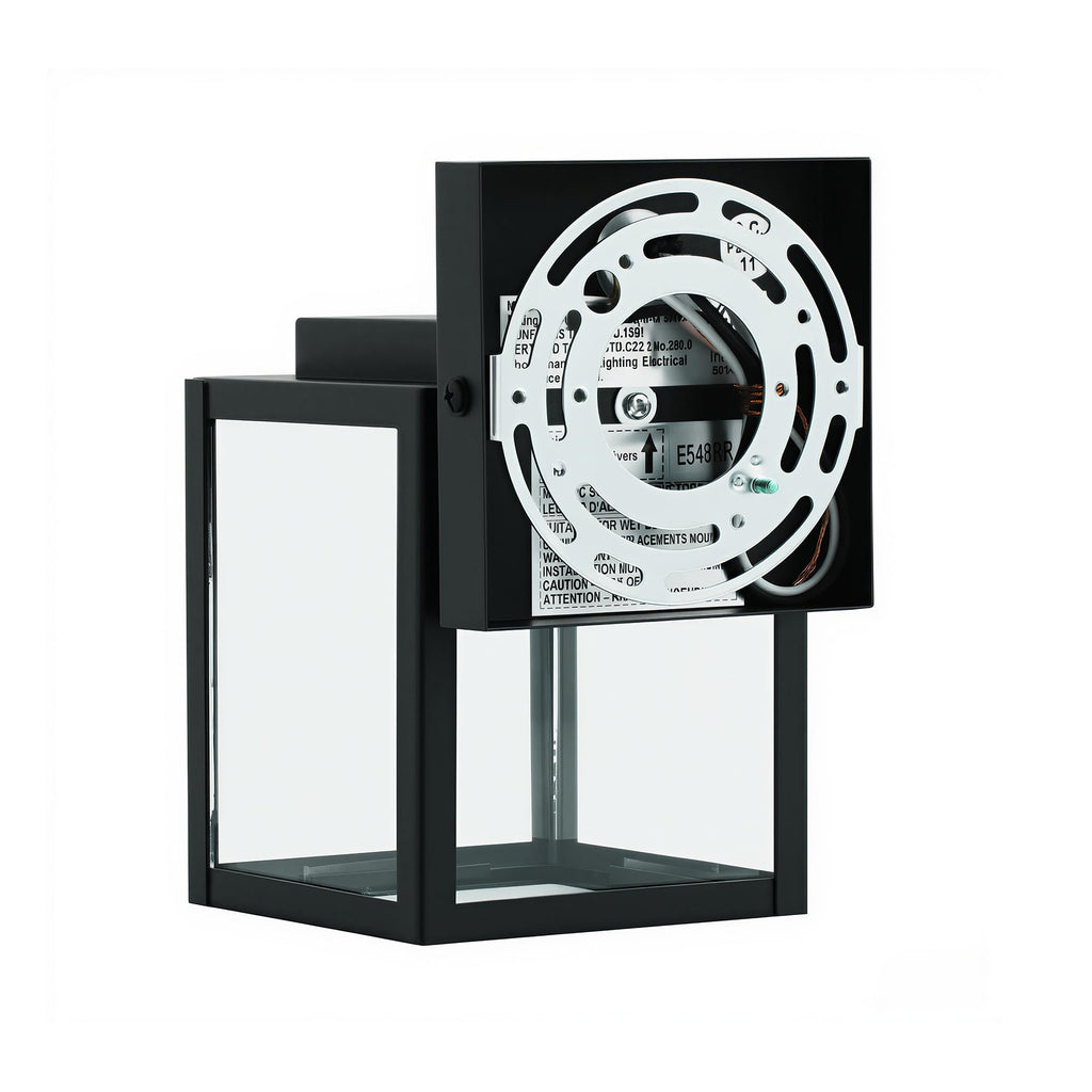 7" Classic Outdoor Wall Sconce 1 Light in Matte Black Rectangular Metal Frame and Clear Glass Shade Waterproof Porch