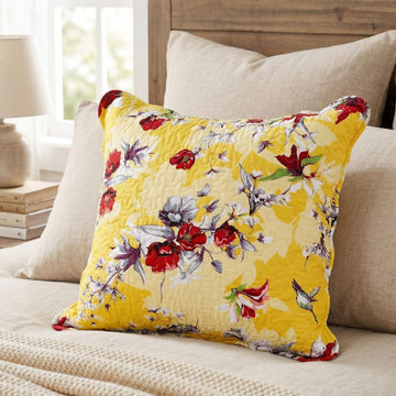 Yellow Hummingbird Quilted Euro Sham, 26 x 26 in