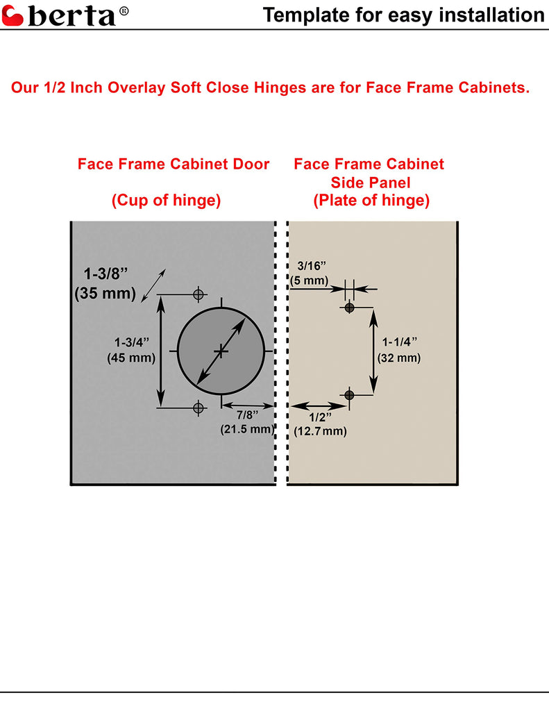 10-Pack Full Overlay 110° Face Frame Soft Close Cabinet Hinges