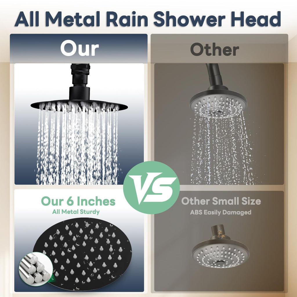 Dual Shower Head for Couples with 6-Mode Diverter, Matte Black