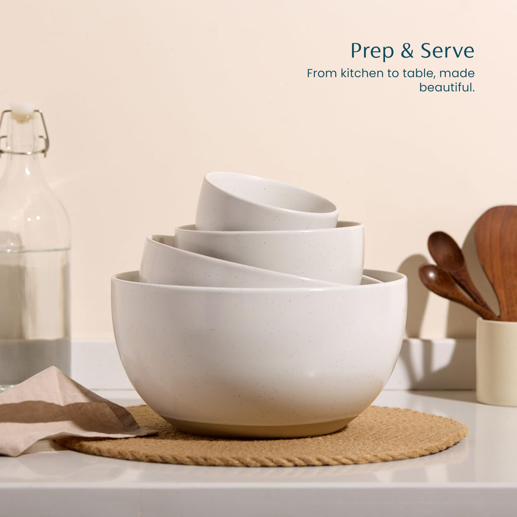 Mixing Bowls, Ceramic Nesting Bowls, Stoneware Kitchen Bowls, For Prep, Serving, Dishwasher Safe, 18/40/90/140 oz