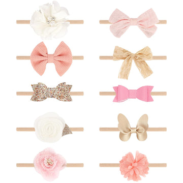 Baby Girl Headbands with Bows Soft Nylon Newborn Toddler Hairbands Handmade Baby Hair Accessories for Infant Girls