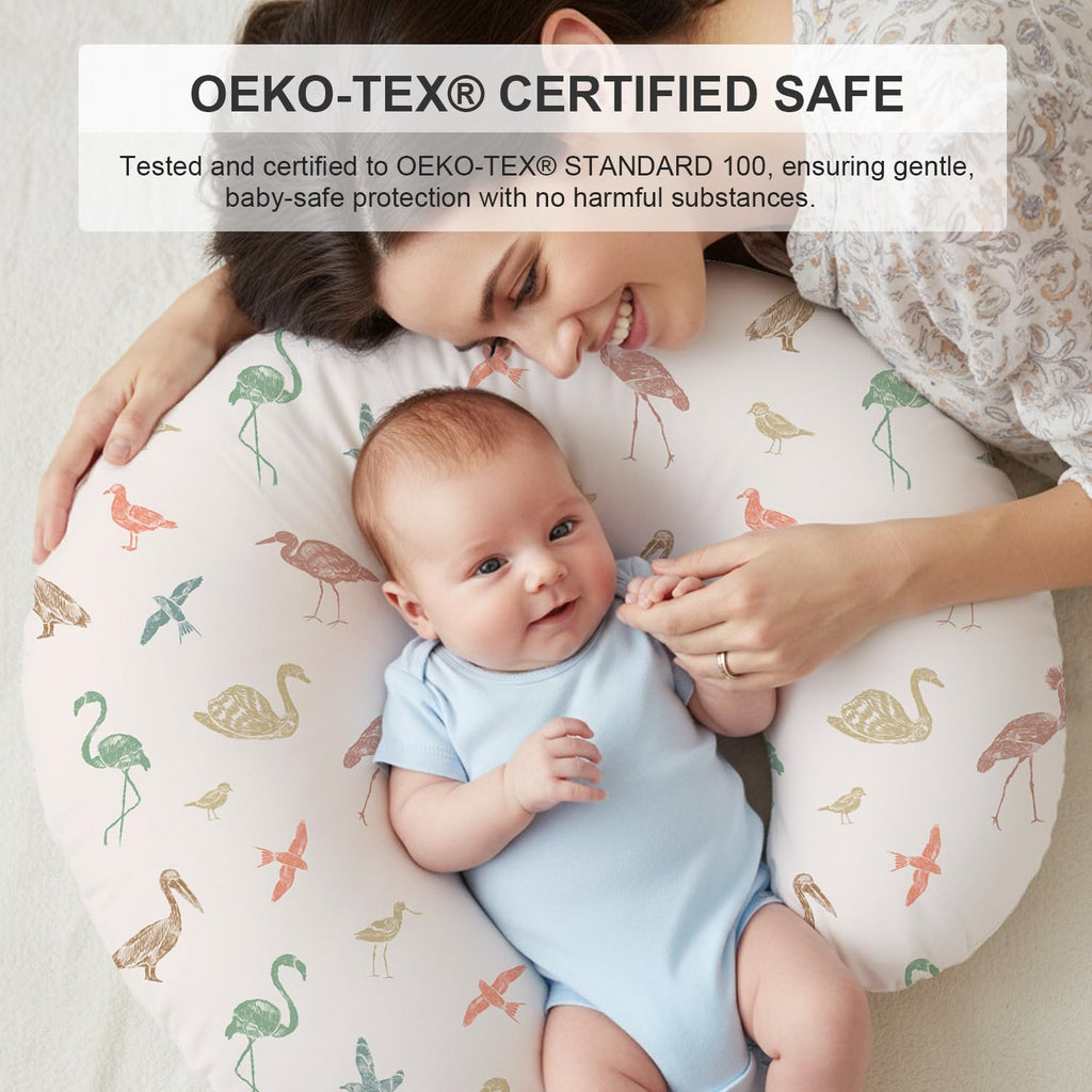 Nursing Pillow Covers 2 Pack, Soft & Breathable Removable Breastfeeding Pillows Covers for Feeding Pillows, Nursing
