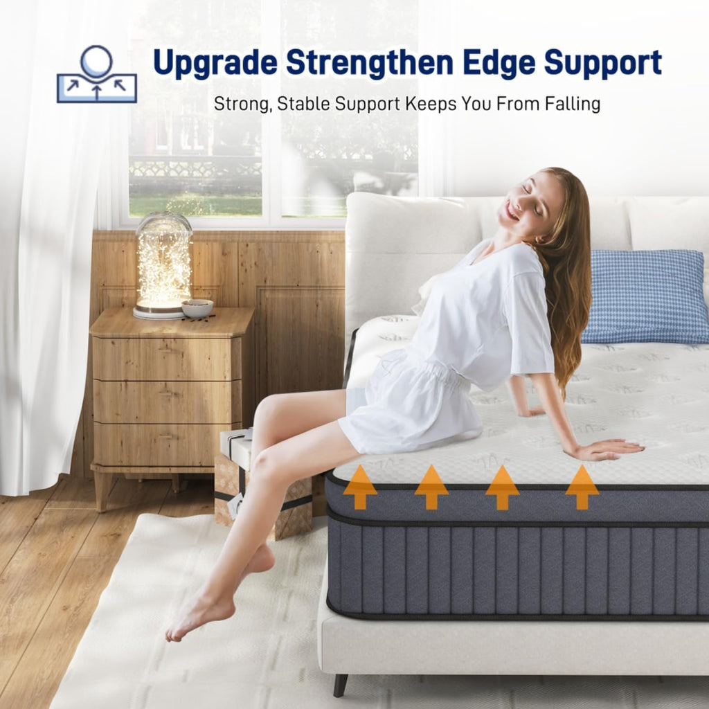 14 Inch Medium Plush King Size Mattress [Upgraded] King Hybrid Mattresses in A Box with Gel Memory Foam & Pocket