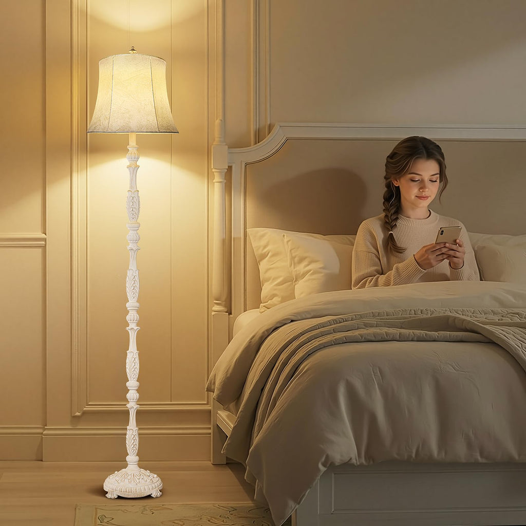 Rustic 66" Wash White Floor Lamp Bedroom