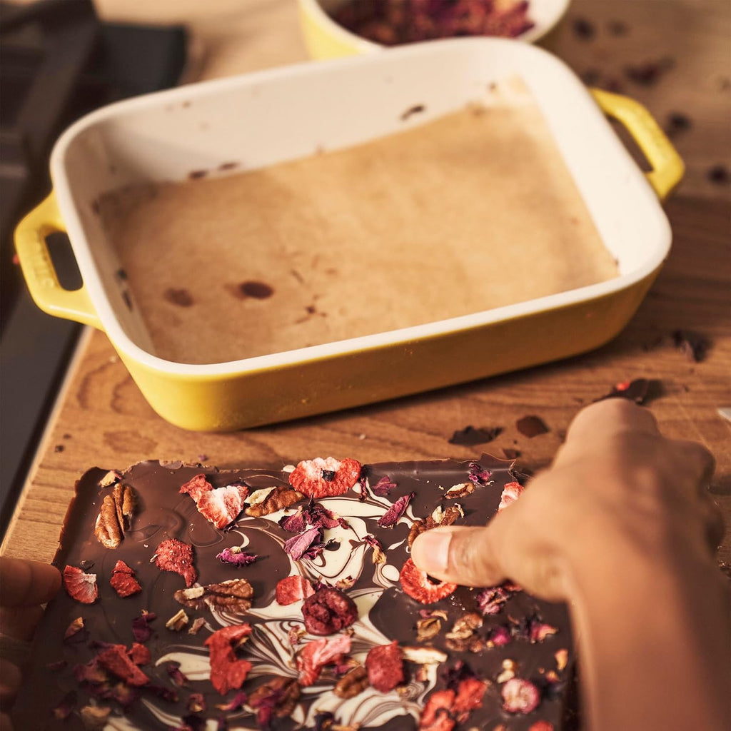 3-Pc Ceramic Dish Set, Oven Safe Up To 570°F, Yellow | Oven-to-Table for Lasagnas, Roasts & Apple Crisp. Dishwasher