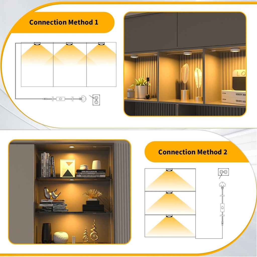 Linkable LED Puck Light,Hardwired Under Cabinet Lighting with Switch