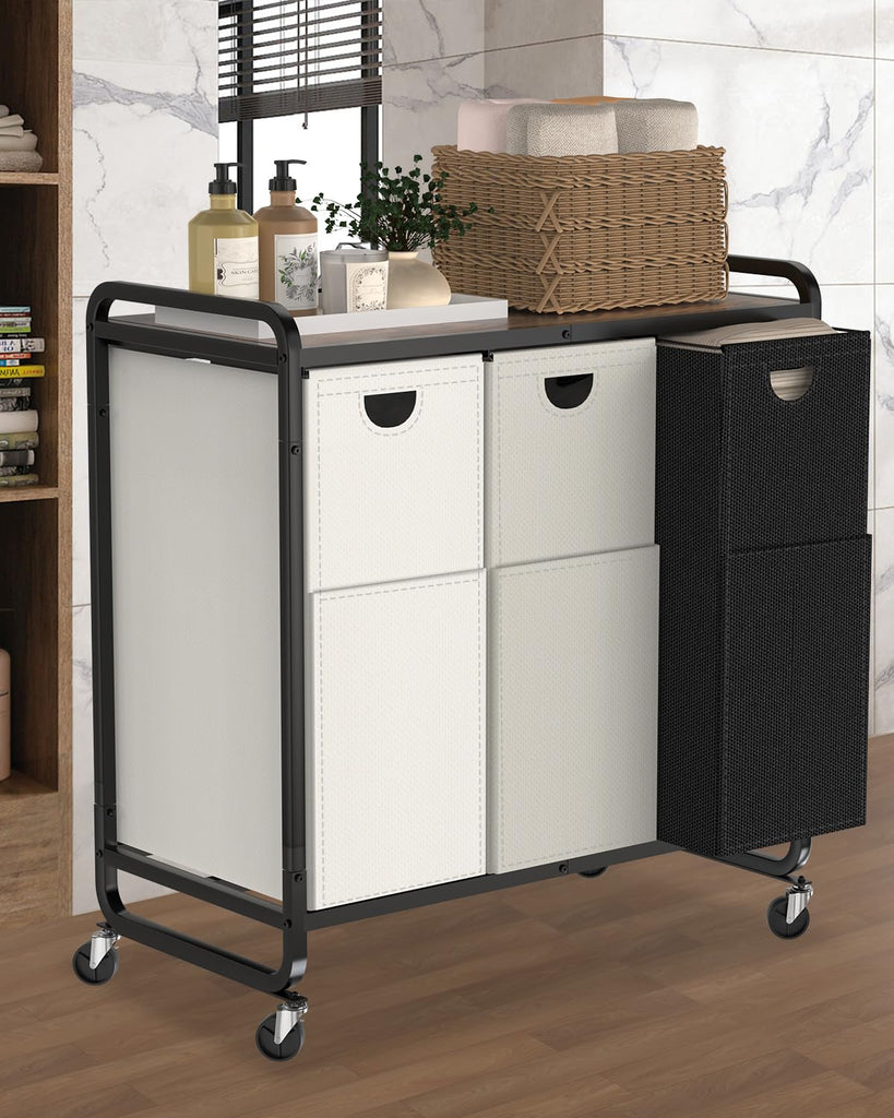 Sorter 3 Section,Laundry Basket with Wheels,3×15.8 Gal (60L)