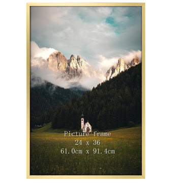24x36 Poster Picture Frame Gold, Textured Metal Frame 36x24 for Wall Display, Single