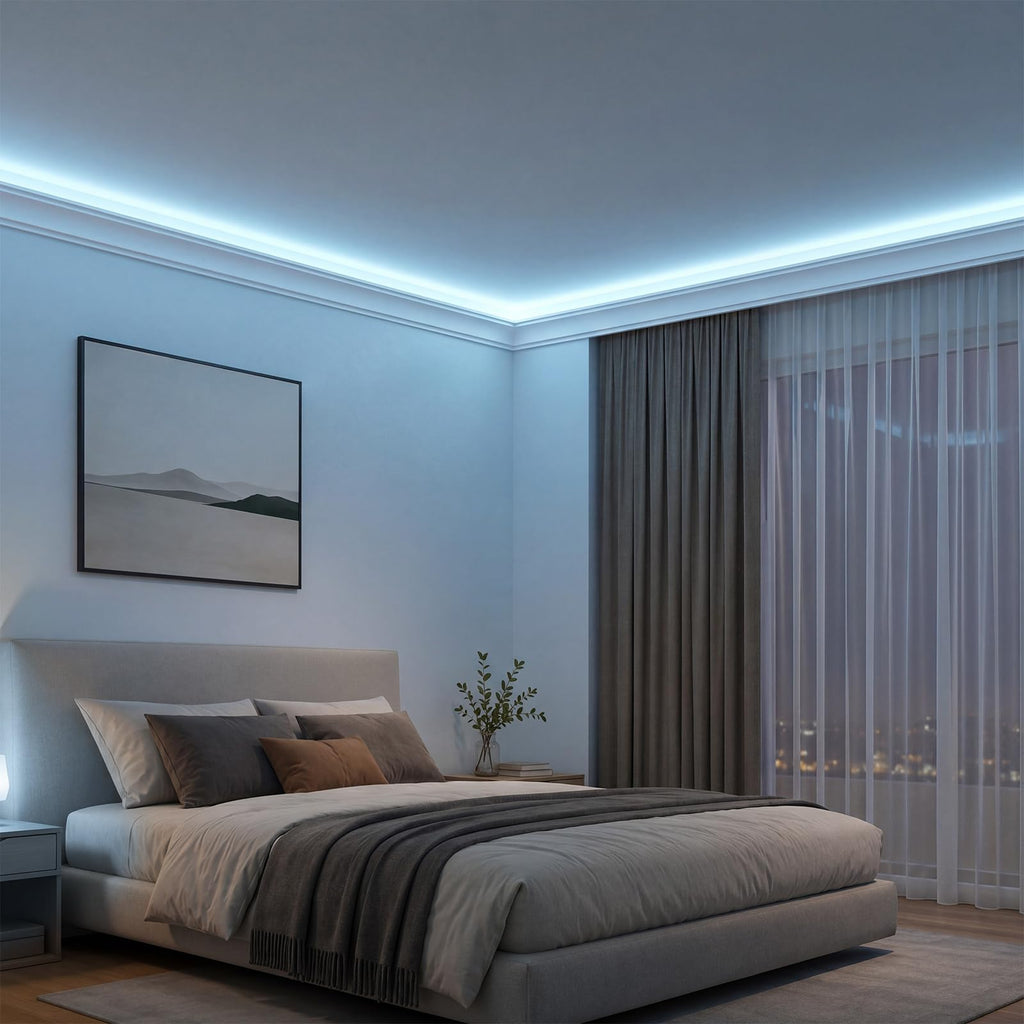 6 Pcs Ceiling LED Crown Molding Trim Decorative with LED Duct Kit