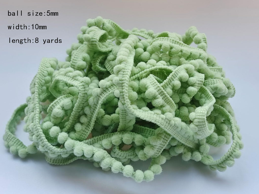 Mini Pom Pom Trim 8 Yards 5mm Ball Fringe Trim for Sewing Accessory Decoration DIY Crafts (Light Turquoise 1742)