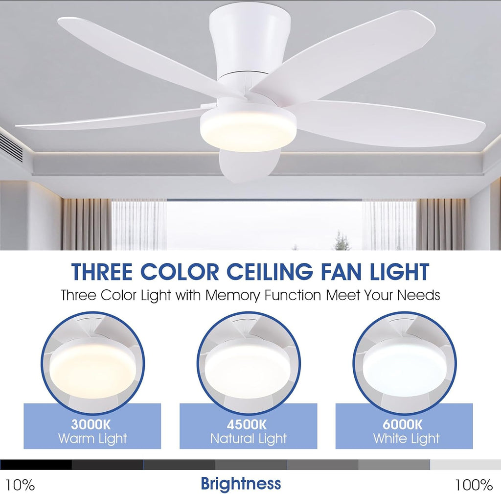Ceiling Fans with Lights-36 Low Profile Ceiling Fan with Light and Remote/APP Control,Flush Mount,DC Reversible,LED Dimmable Modern Ceiling Fans for Bedroom,Indoor/Outdoor Patio Use(White) A101-B0CZHLG361