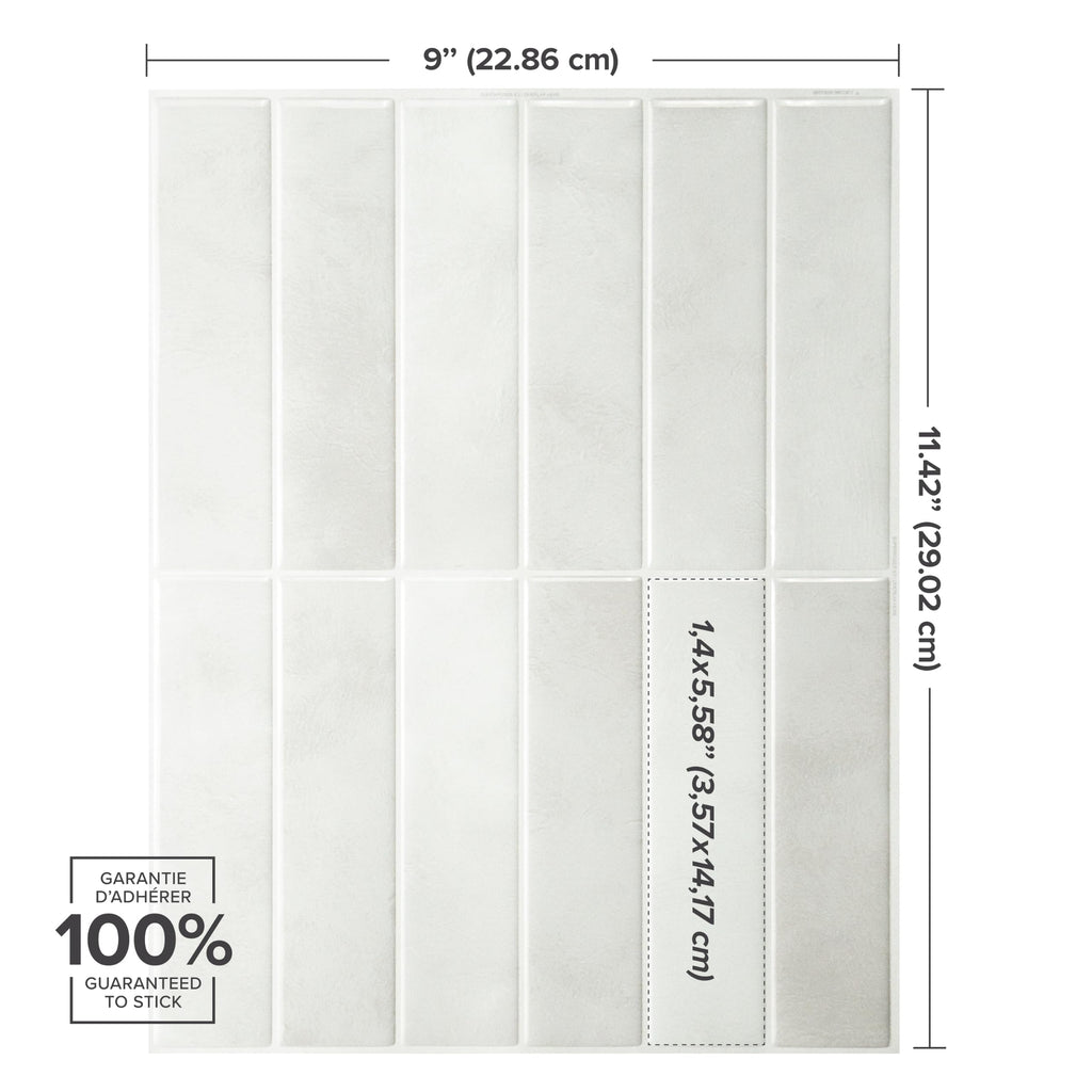 Peel and Stick backsplash, Stacked White & Grey, 11.43"x9"