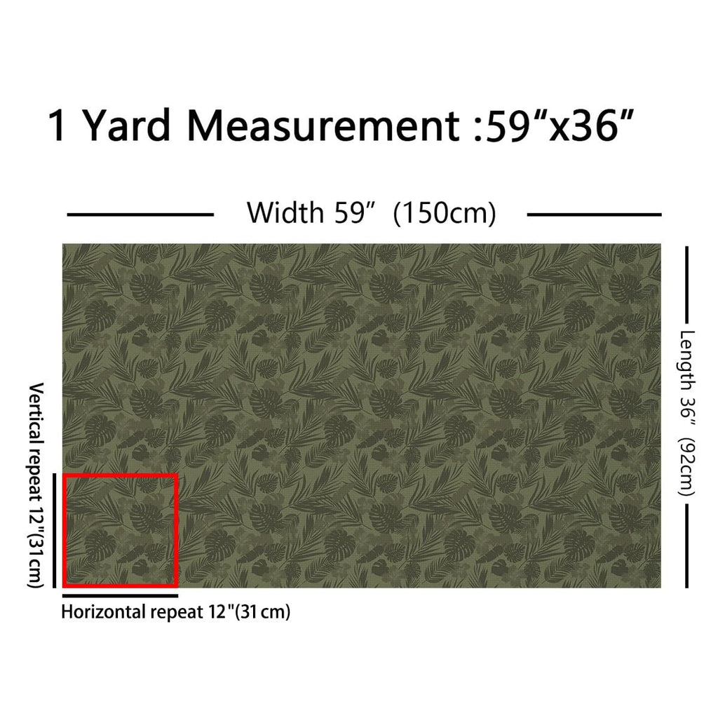 Palm Leaves Fabric by The Yard Green Tropical Leaves Botanical Plants No Stretch Fabric for Sewing Sketch Flower