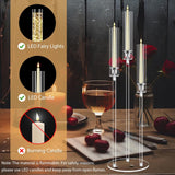 6 Set 3 Arms Acrylic Candelabras with Shades, 42" Floor Candelabra Centerpieces,Clear Candle Holder for Table