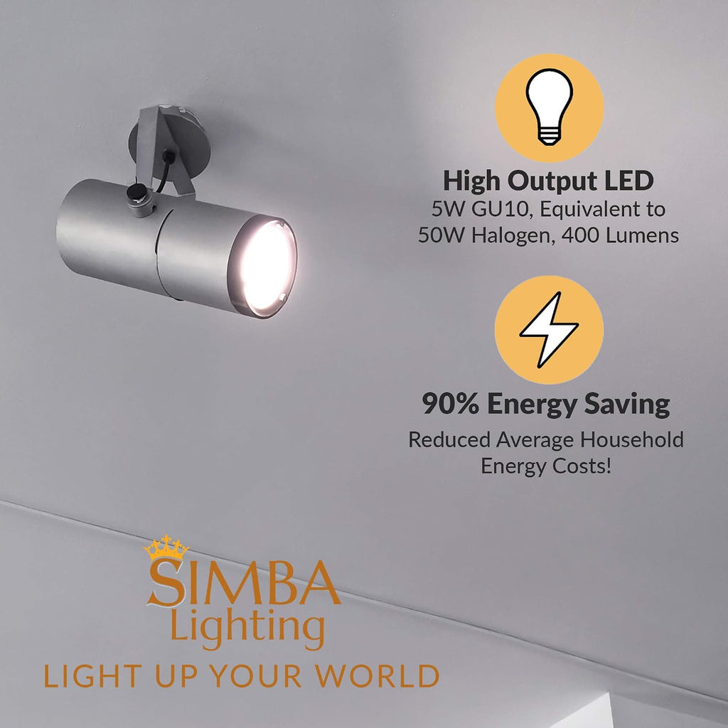 LED GU10 5W ETL Listed Twist-N-Lock Bipin Base 5000K, 6 Pack