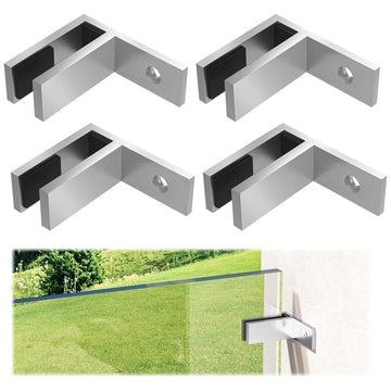 4 Pack Railing Wall to Glass Clamp, Stainless Steel T304 Glass Clips