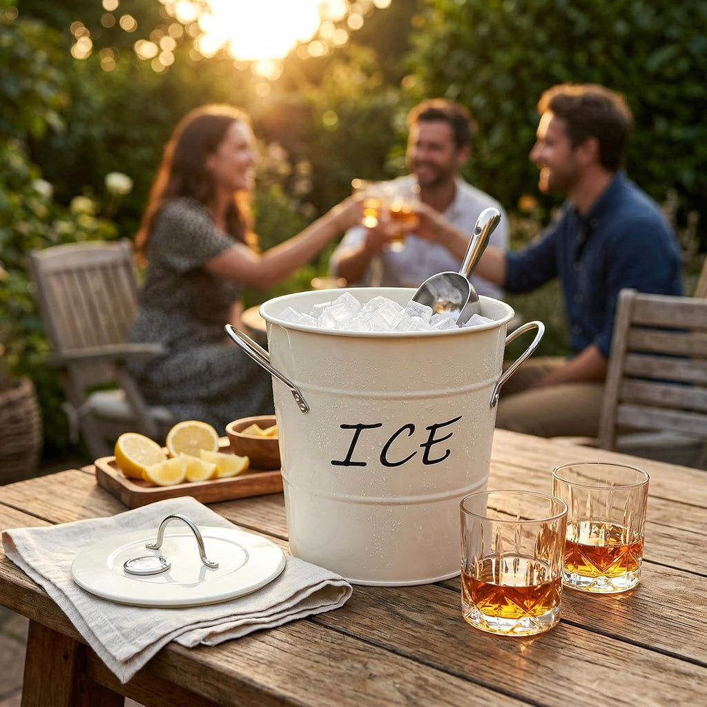 4L Ice Bucket with Lid, Double Wall Insulated Wine Bucket