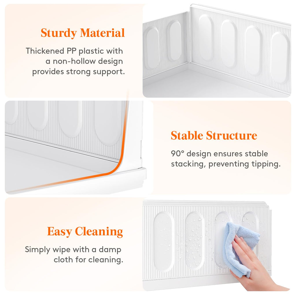 4 Pack Stacking Closet Organizers Shelf for Clothes 14" Depth