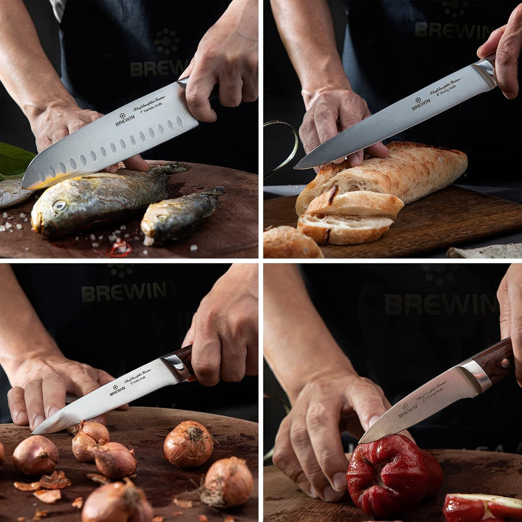 Japanese Chef Knife Set 5 PCS with Elegant Red Pakkawood Handle Ergonomic Design,Professional Ultra Sharp Kitchen